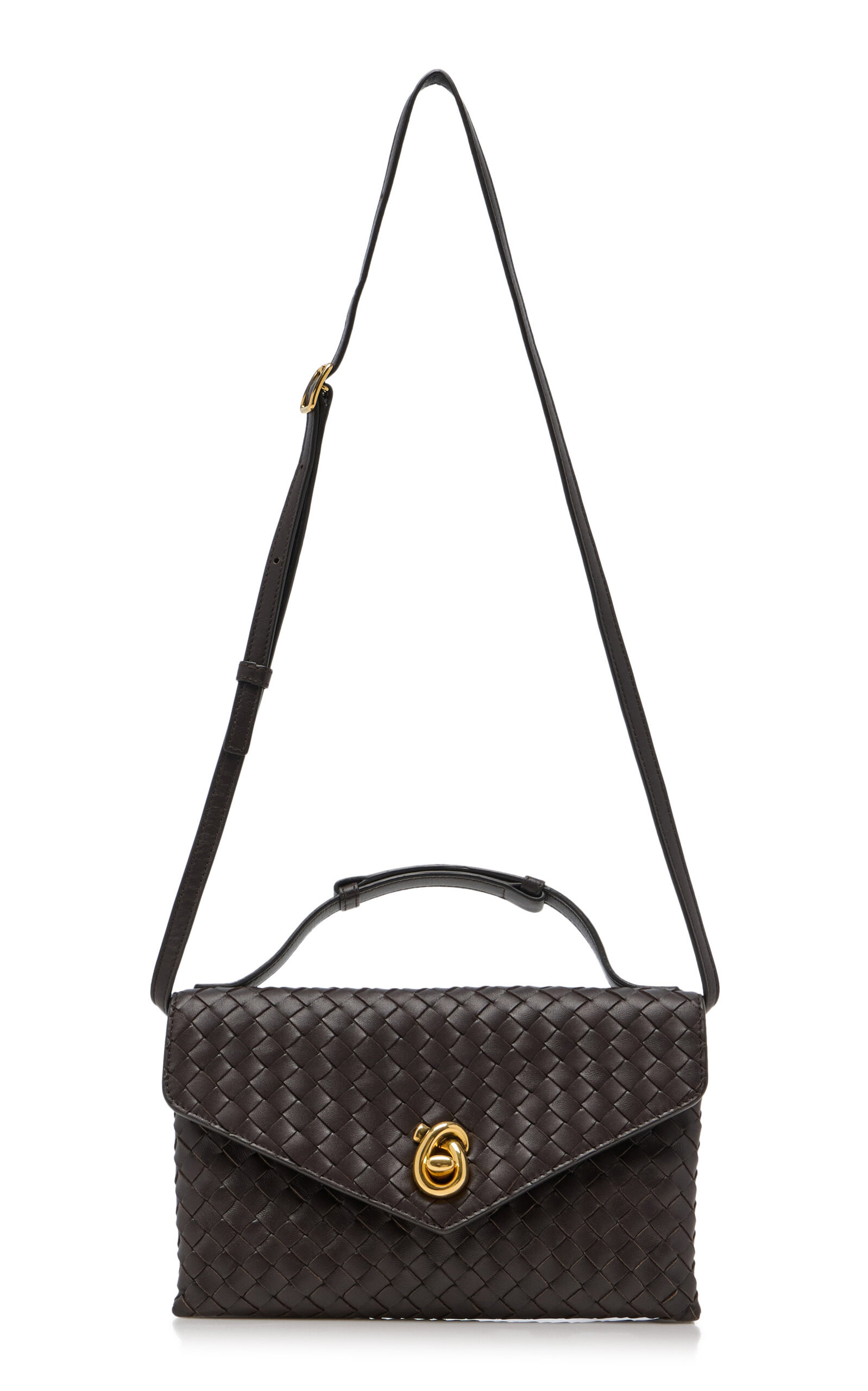Knot-Lock Intecciato Leather Clutch brown - 4