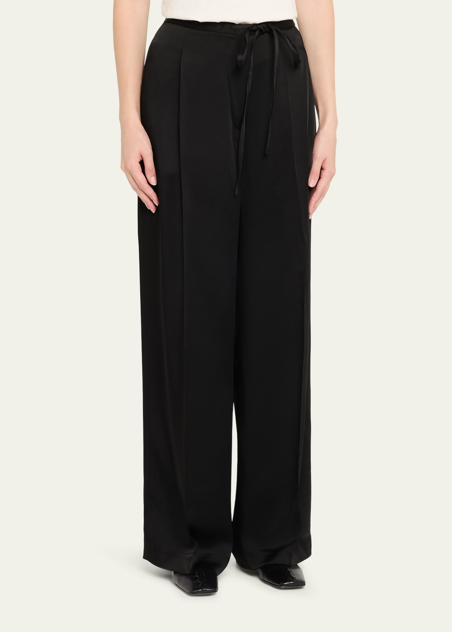 Satin Drawstring Trousers - 4