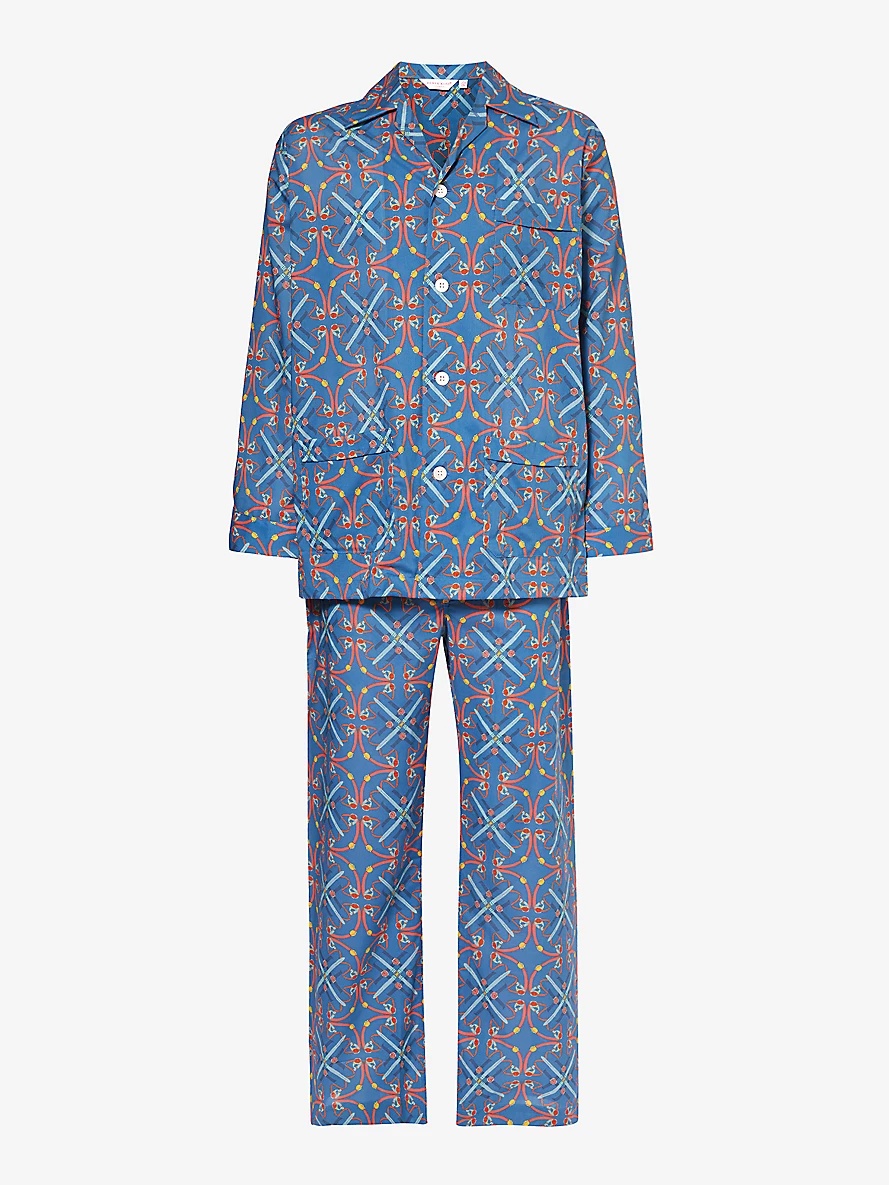 Ledbury geometric-print cotton pyjama set - 1