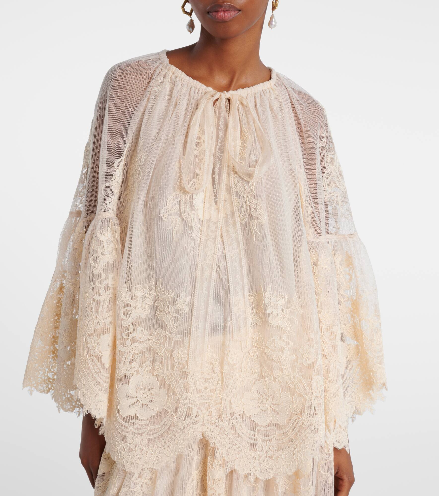 Hypnotic tie-neck floral lace blouse - 6