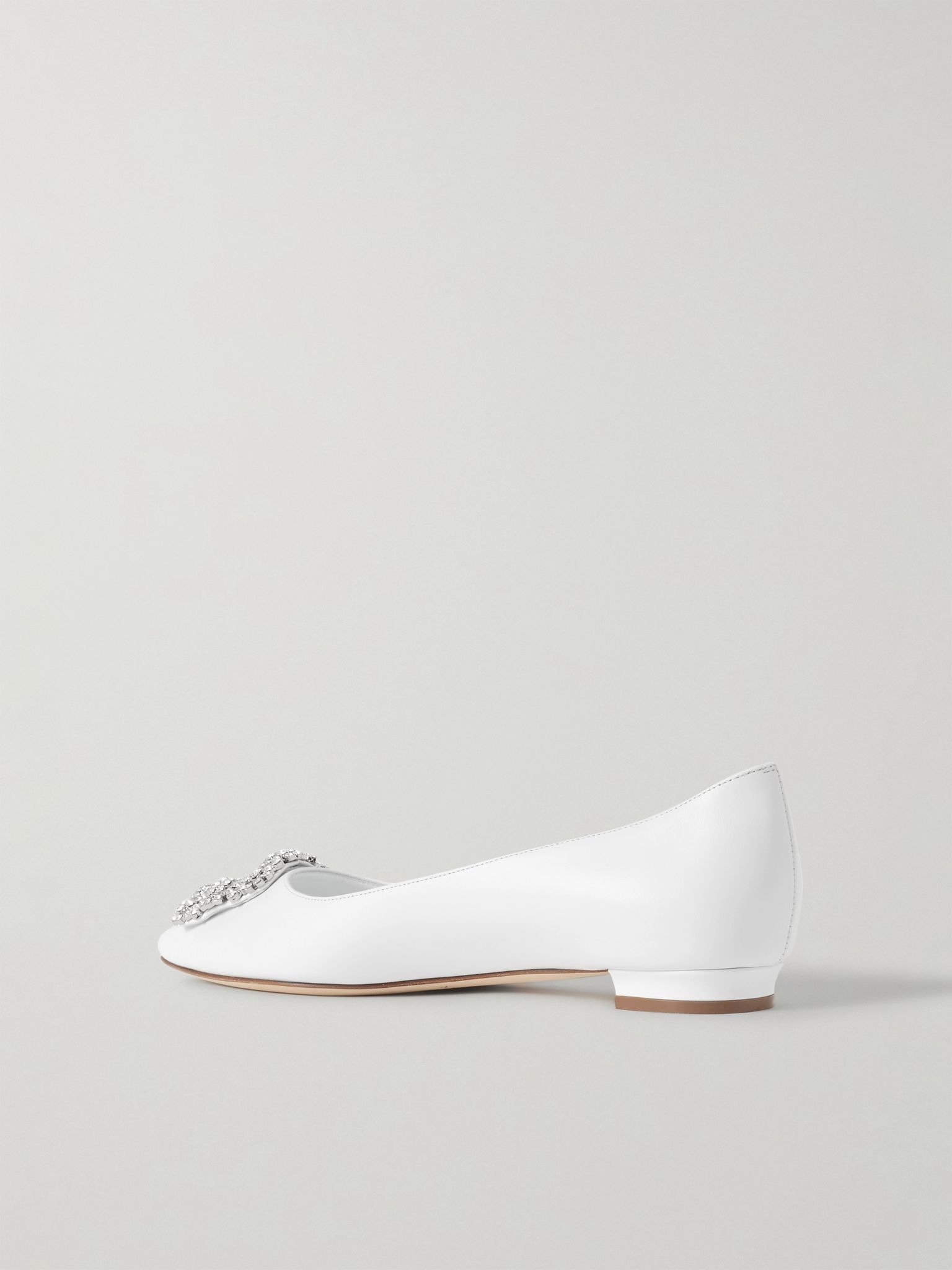 Hangisi 10 crystal-embellished leather point-toe flats White - 3
