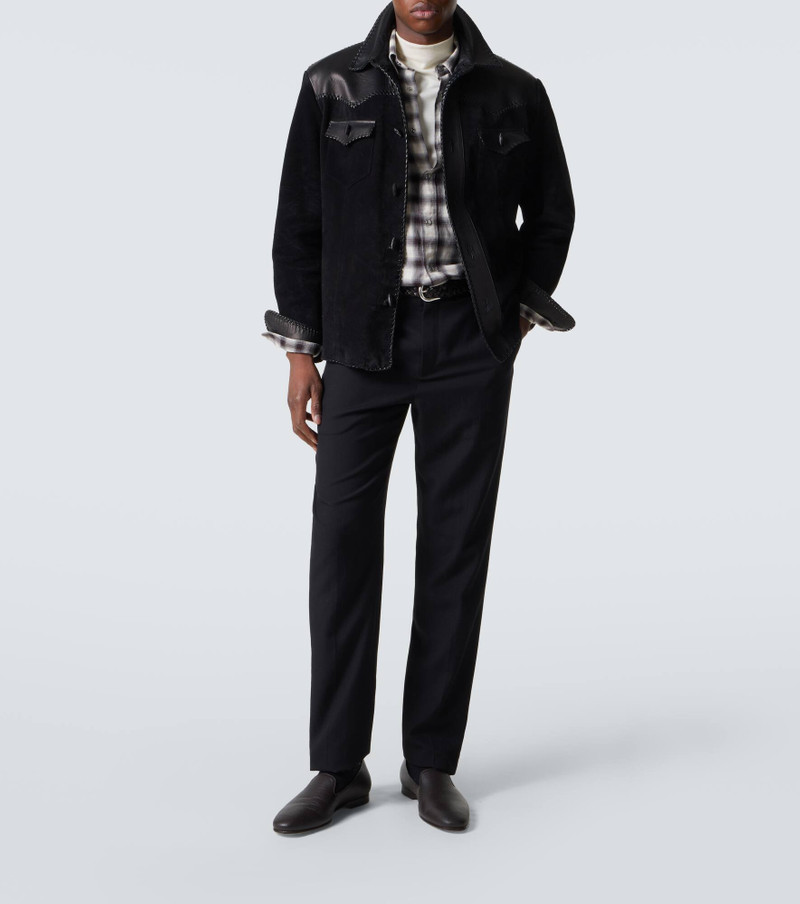 Ralph Lauren Leather-trimmed suede overshirt outlook