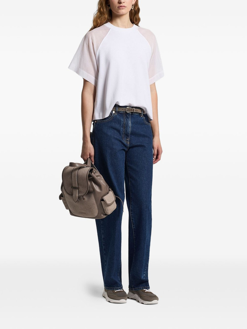 PESERICO sheer-sleeve T-shirt outlook