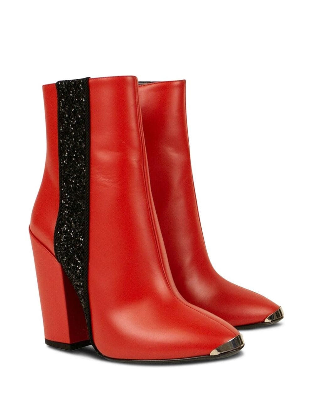 glitter-stripe leather boots - 3