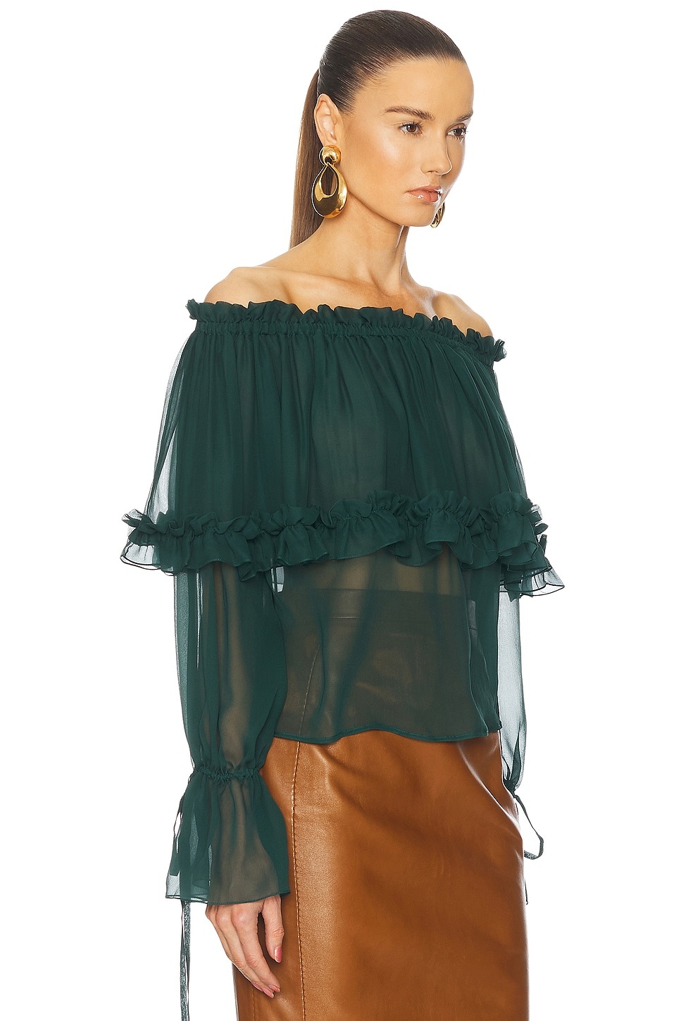Sheer Off The Shoulder Blouse - 2