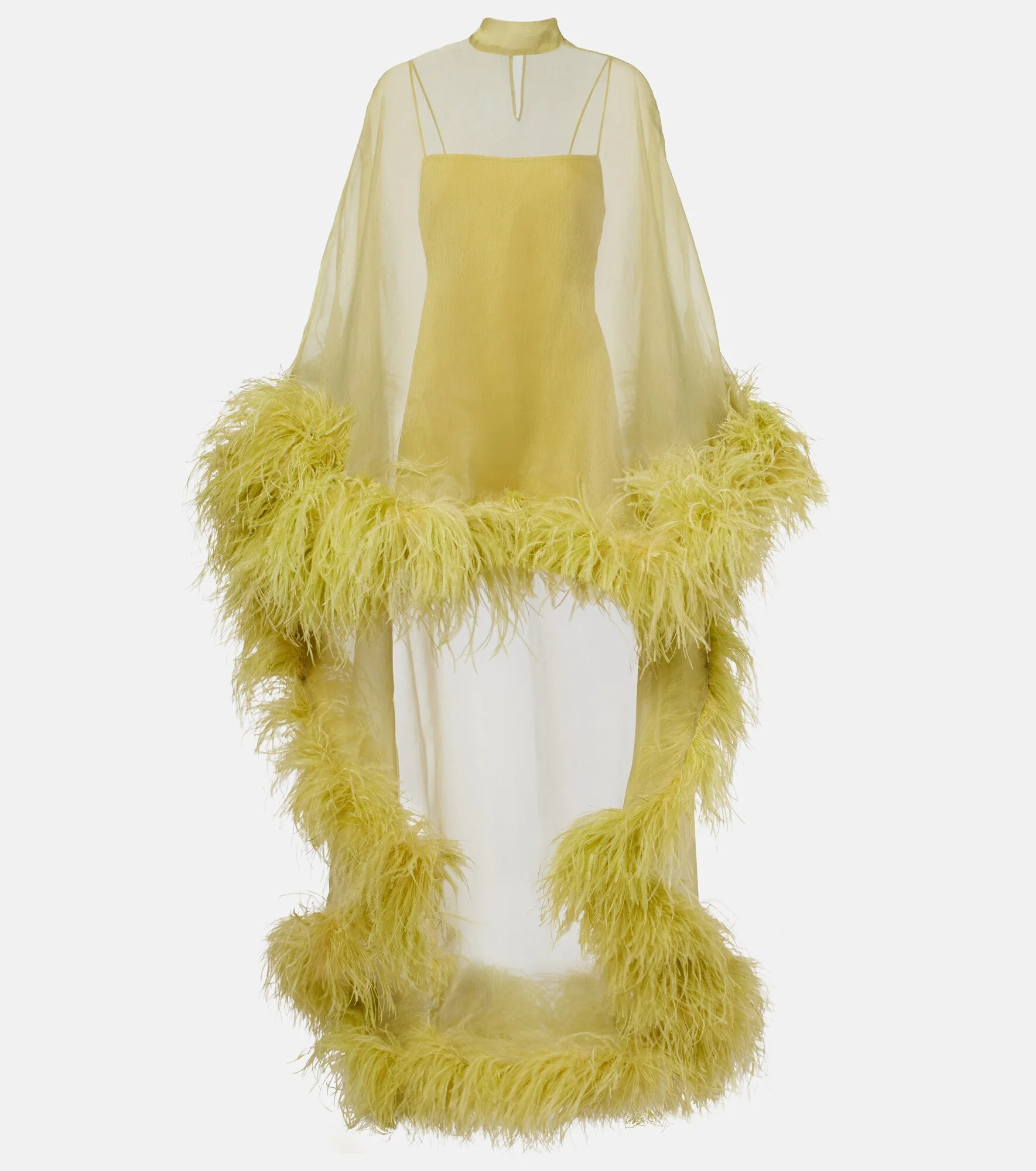 Daisy feather-trimmed organza kaftan - 1