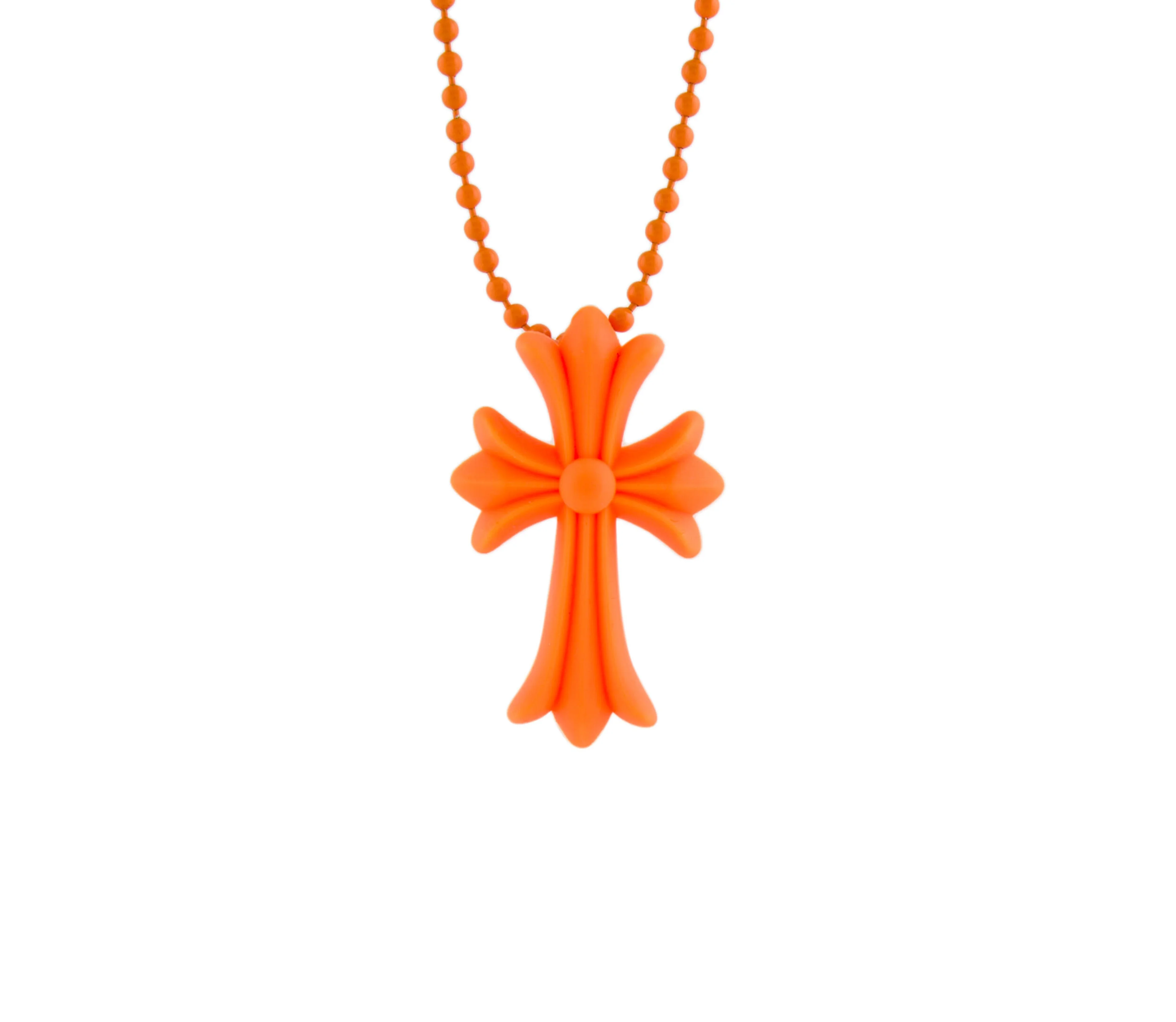 Chrome Hearts Silicone Cross Pendant Necklace (Orange) - 1