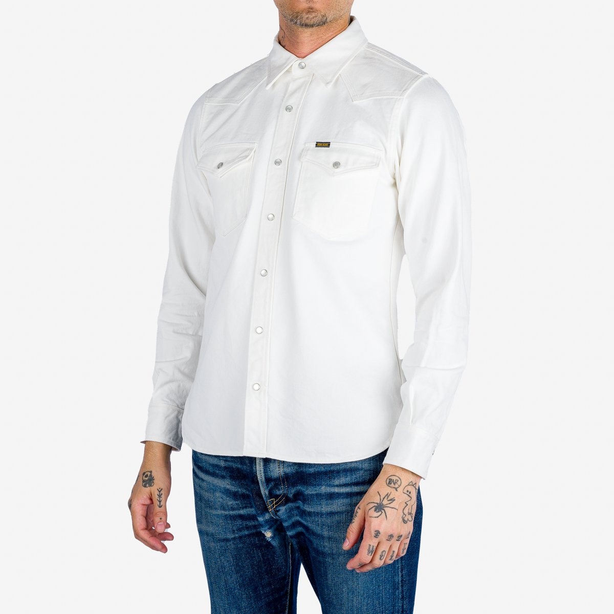IHSH-384-WHT 13.5oz Denim Western Shirt - White - 3