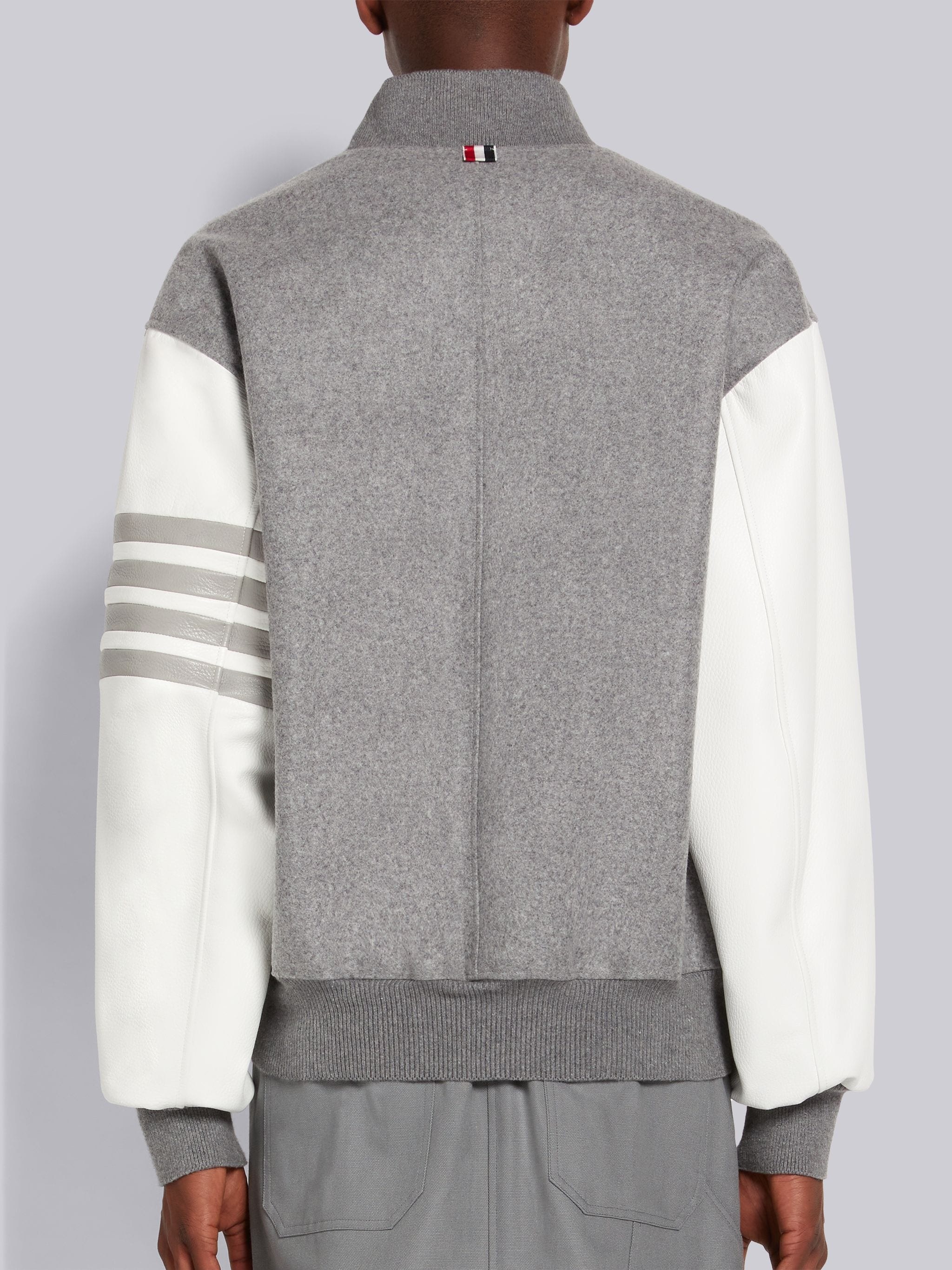 Medium Grey Melton Wool 4-Bar Oversized Blouson Jacket - 3