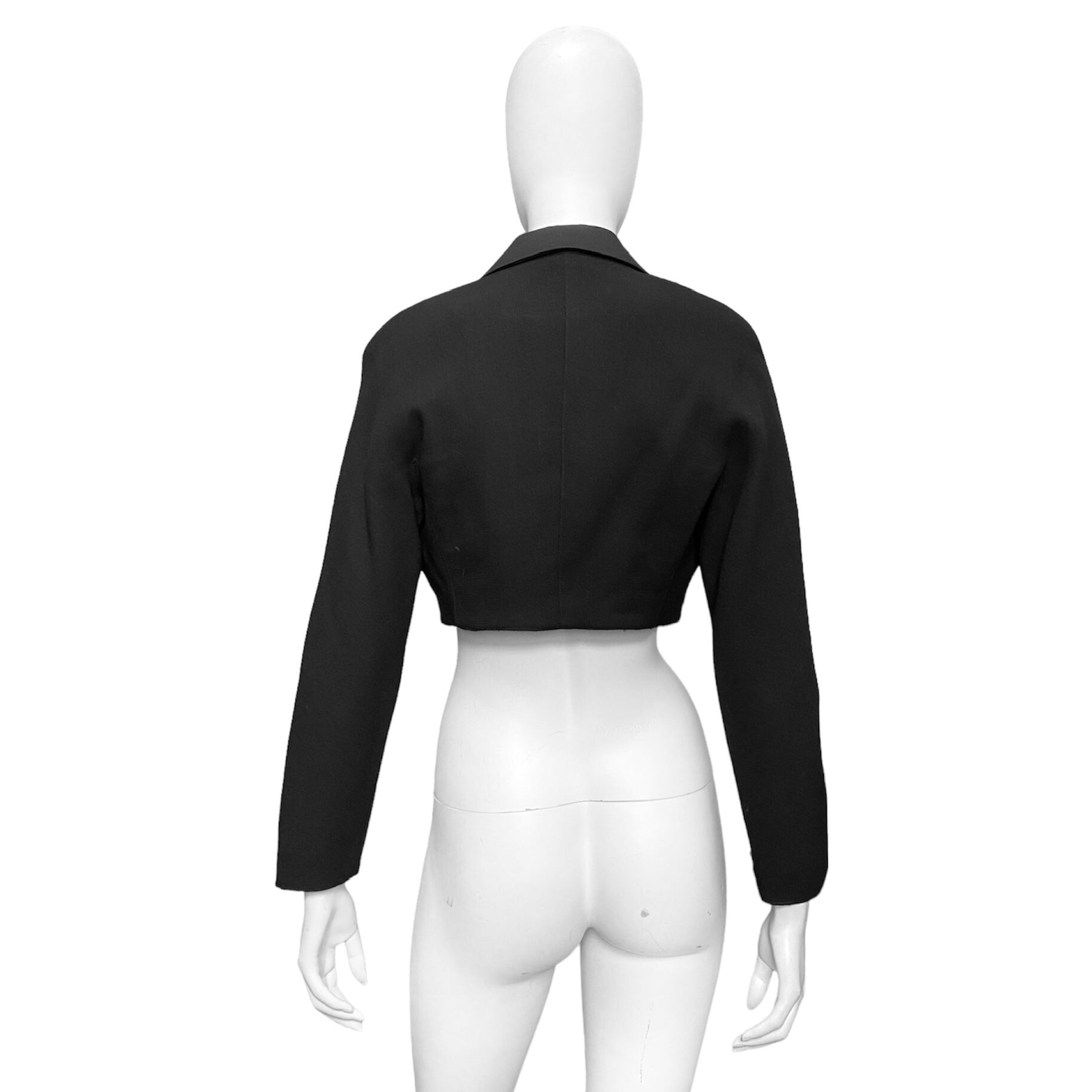 Gianni Versace 1987 fall cropped power shoulder wool silk blazer 40 - 5