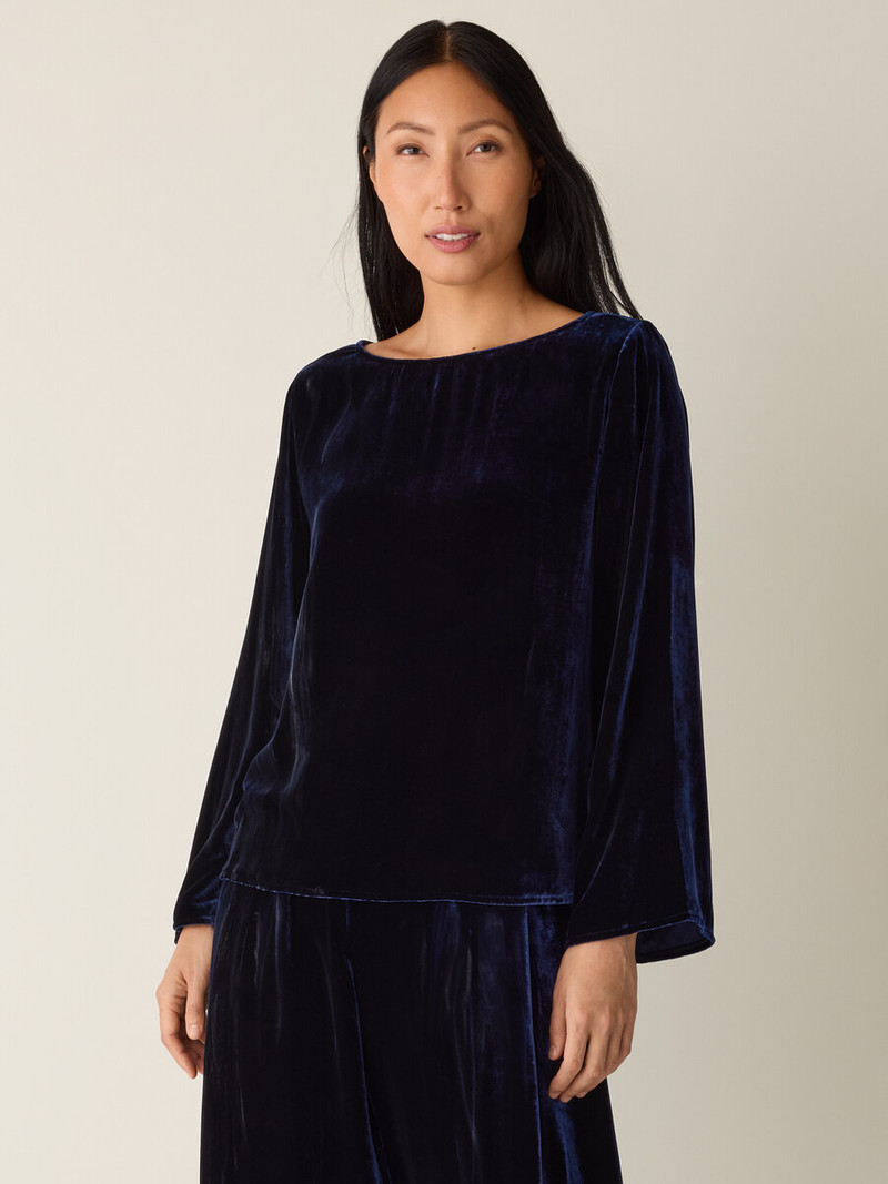 EILEEN FISHER Velvet Bateau Neck Top outlook