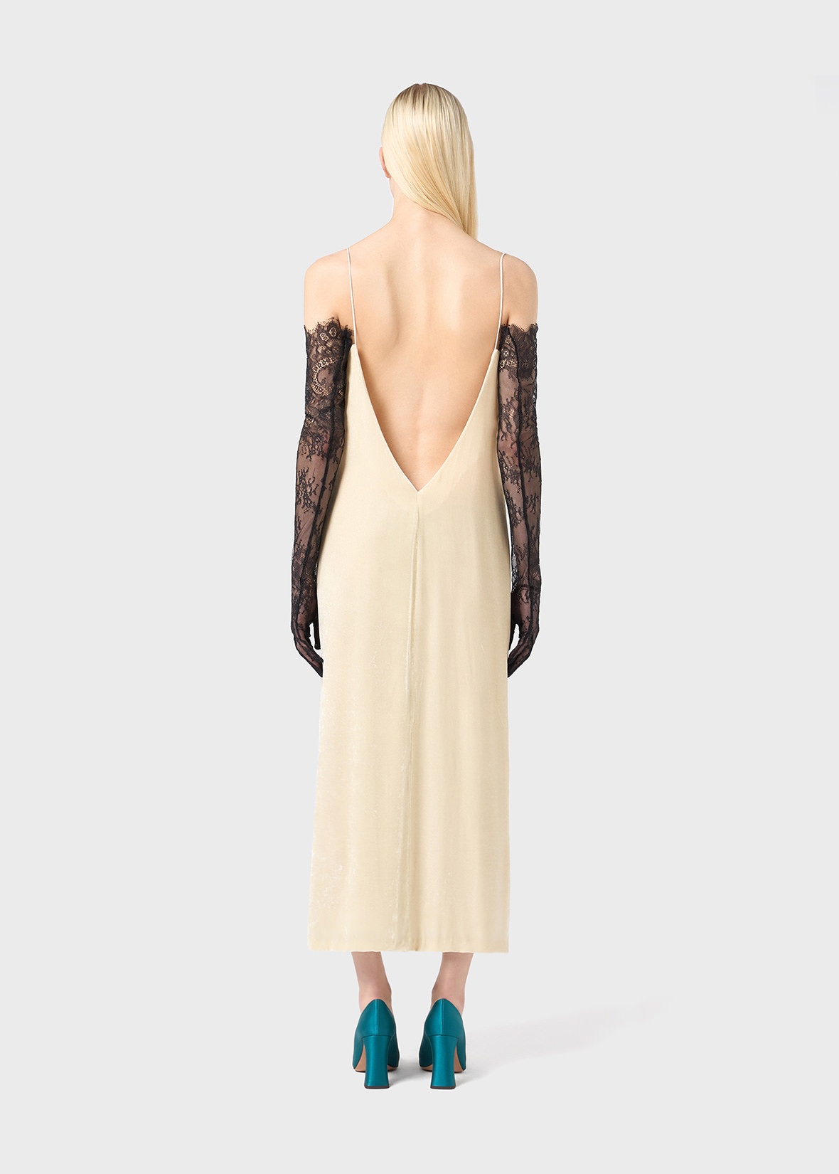 LONG DRESS IN HAMMERED VELVET - 4