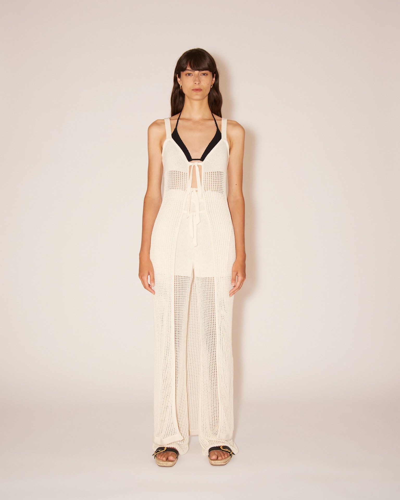 ELIANNE - Cotton-crochet textured dress - Creme - 3