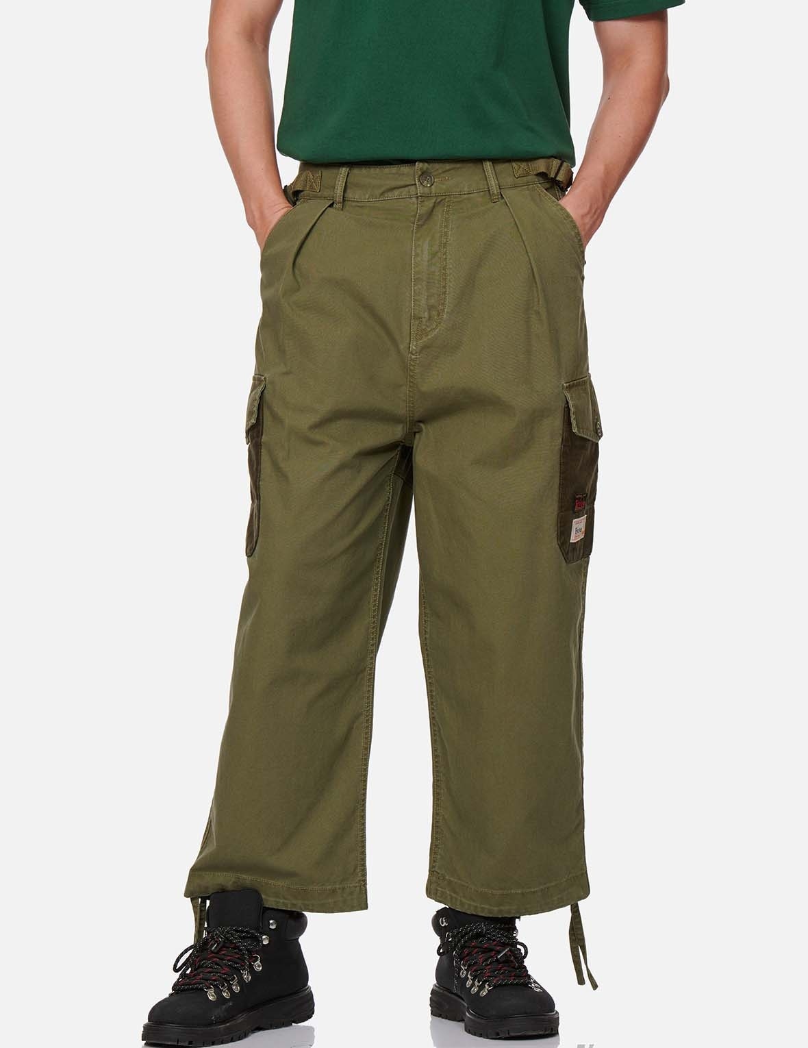 KAMON APPLIQUÉ FABRIC BLOCKING CARGO PANTS - 4