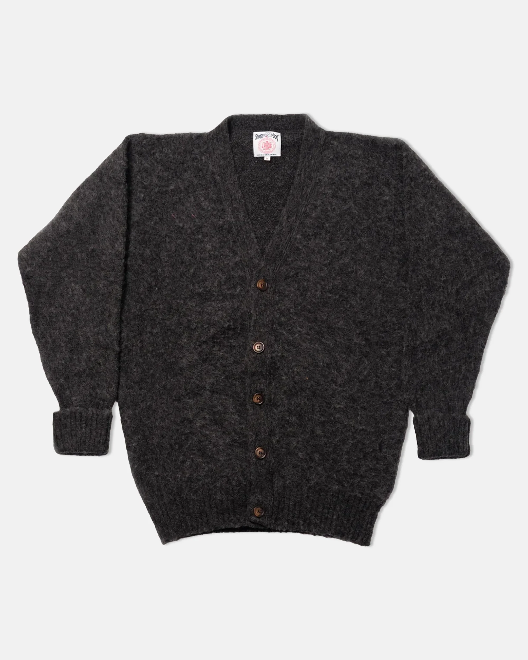 MADE-IN-SCOTLAND CHARCOAL SHAGGY DOG CARDIGAN SWEATER - CLASSIC FIT - 1