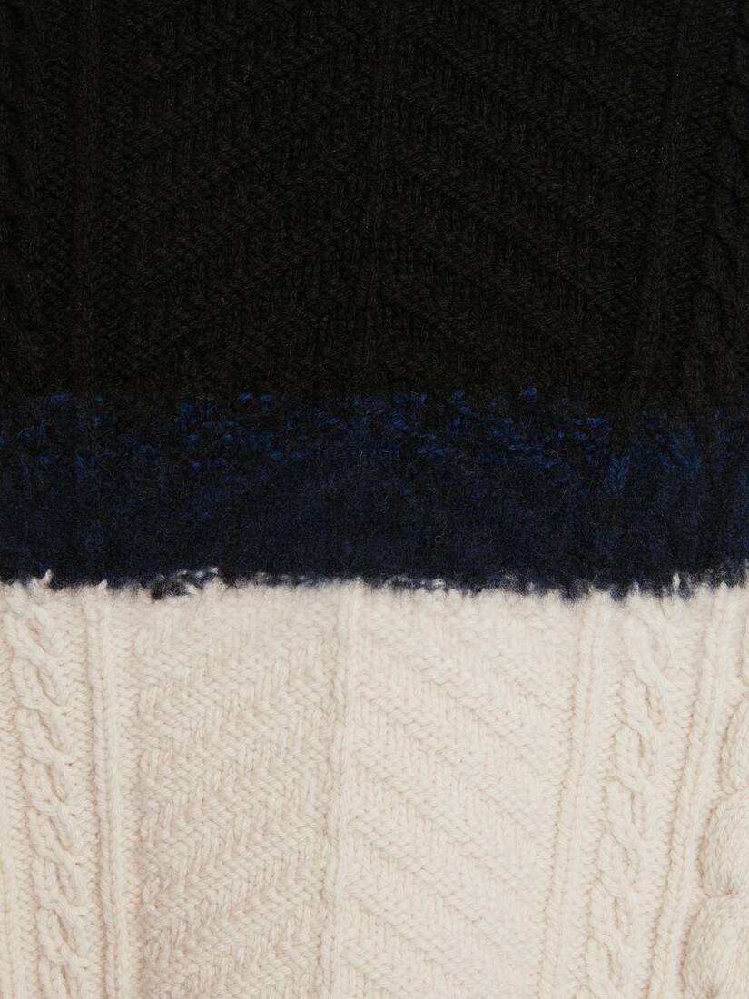 Bi-colour Aran Knit Jumper in Ivory/black - 5