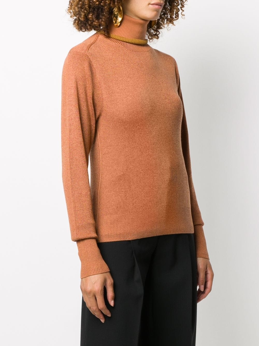 wool-silk blend roll neck jumper - 3