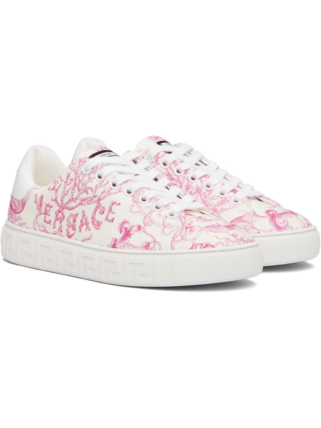 Off-White & Pink Underwater Barocco Greca Sneakers - 4