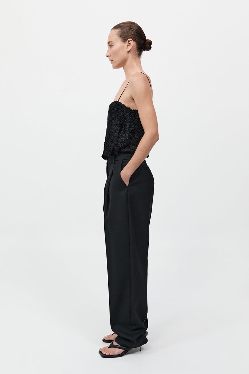 Tailored Pleat Pants - Black - 5