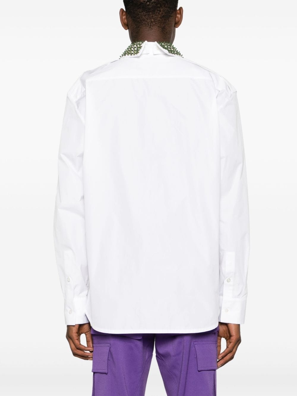 crysttal-embellished long-sleeve shirt - 4