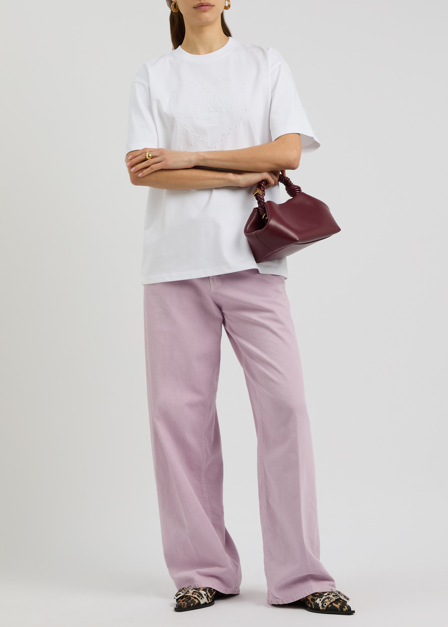 Ganni Logo-embroidered Cotton T-shirt - 4