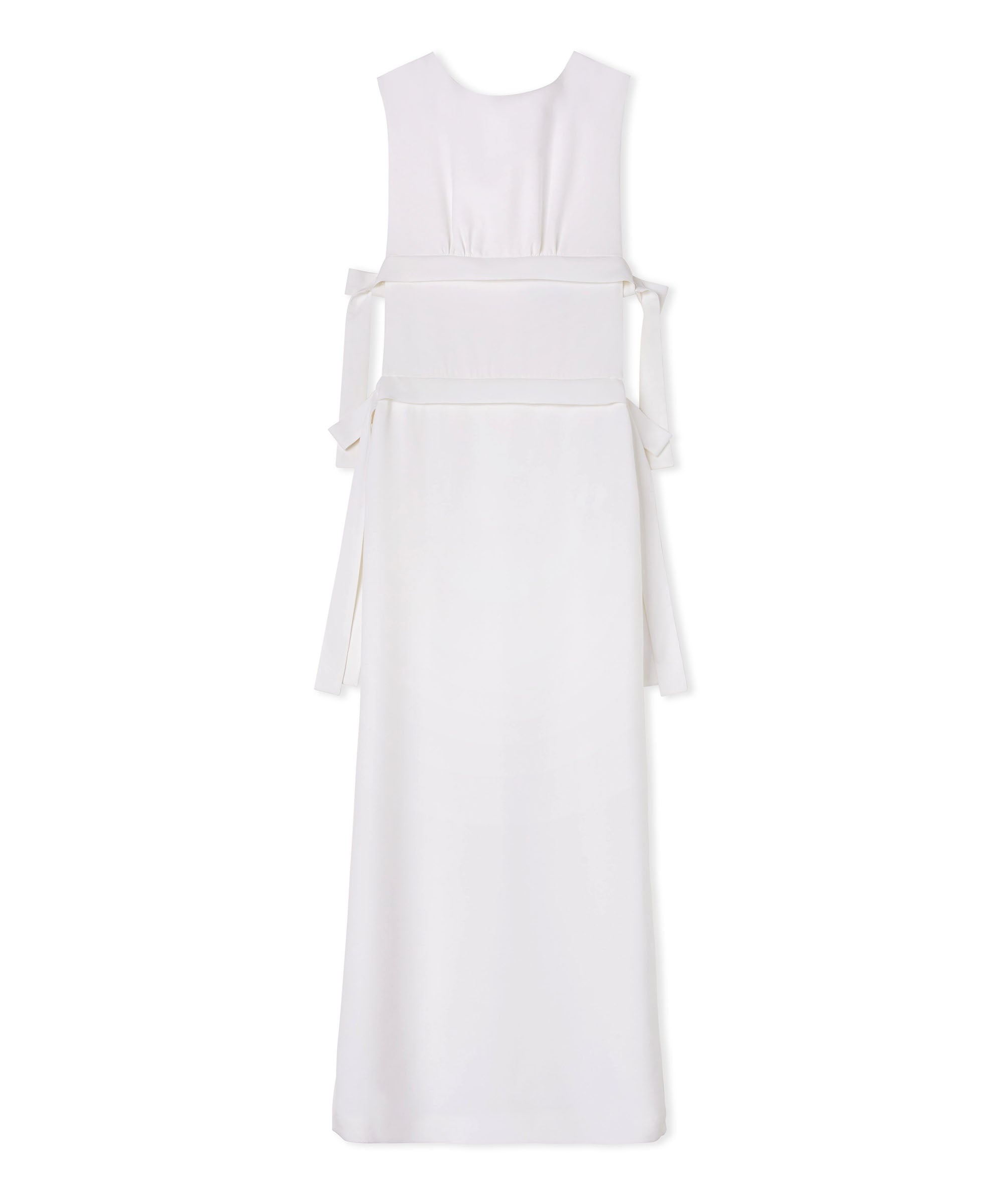 Viscose long dress with wide slit and bows - 2