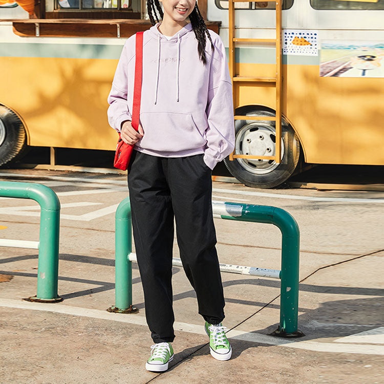 (WMNS) Converse Logo Embroidery Knitting Hoodie Purple 10023945-A03 - 3
