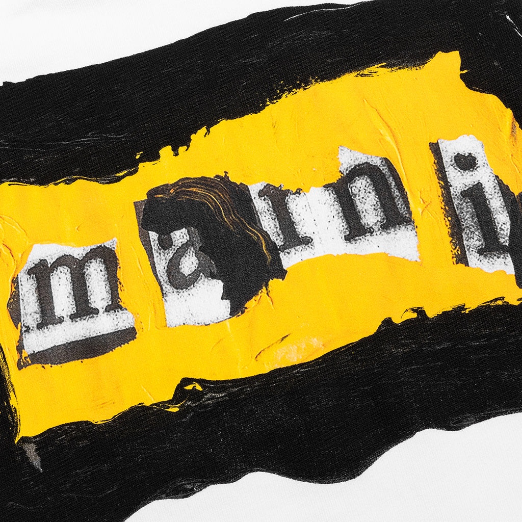 PAINTED ON COLLAGE YELLOW LOGO HOODIE - LILY WHITE - 3