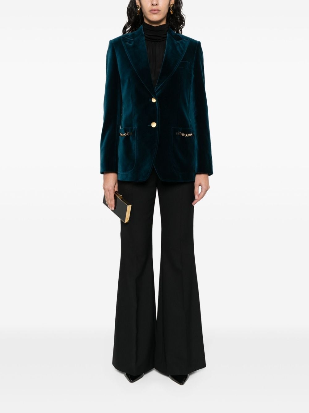 single-breasted velour blazer - 2