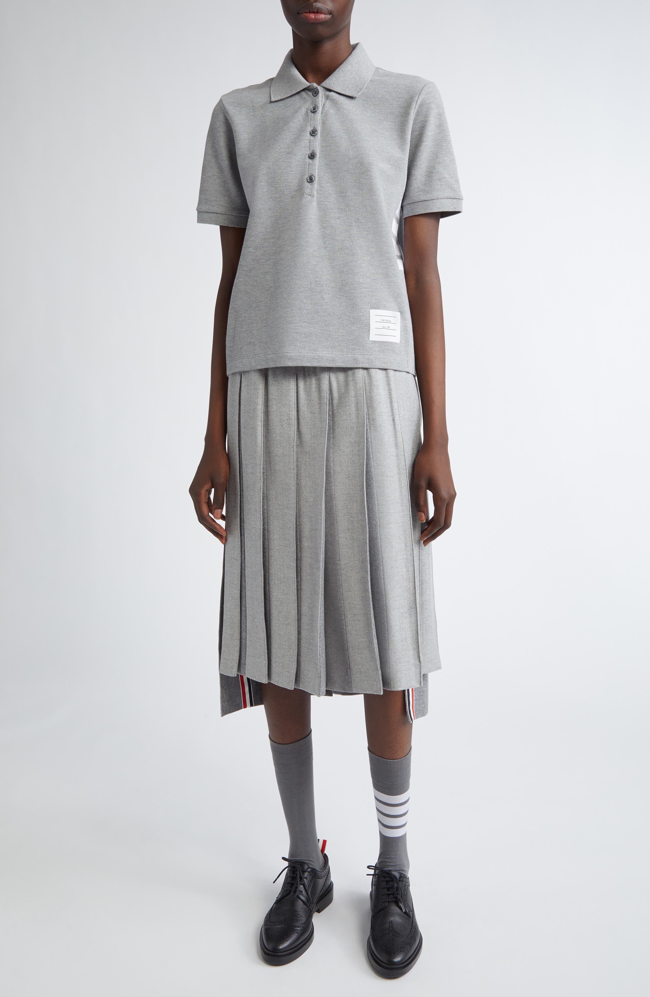 Thom Browne 4-Bar Cotton Piqué Polo in Grey at Nordstrom - 2