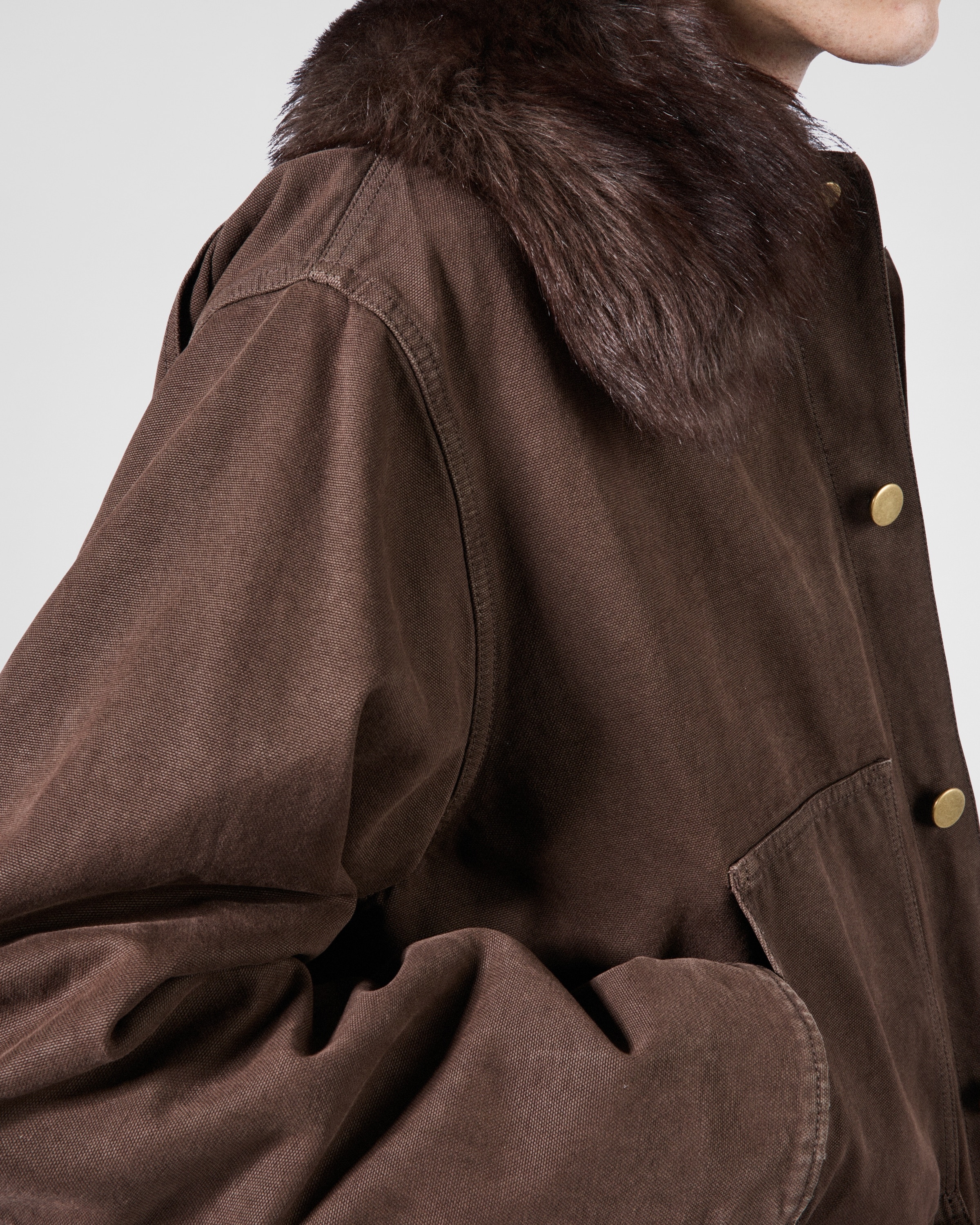 Cotton jacket with shearling collar - 4