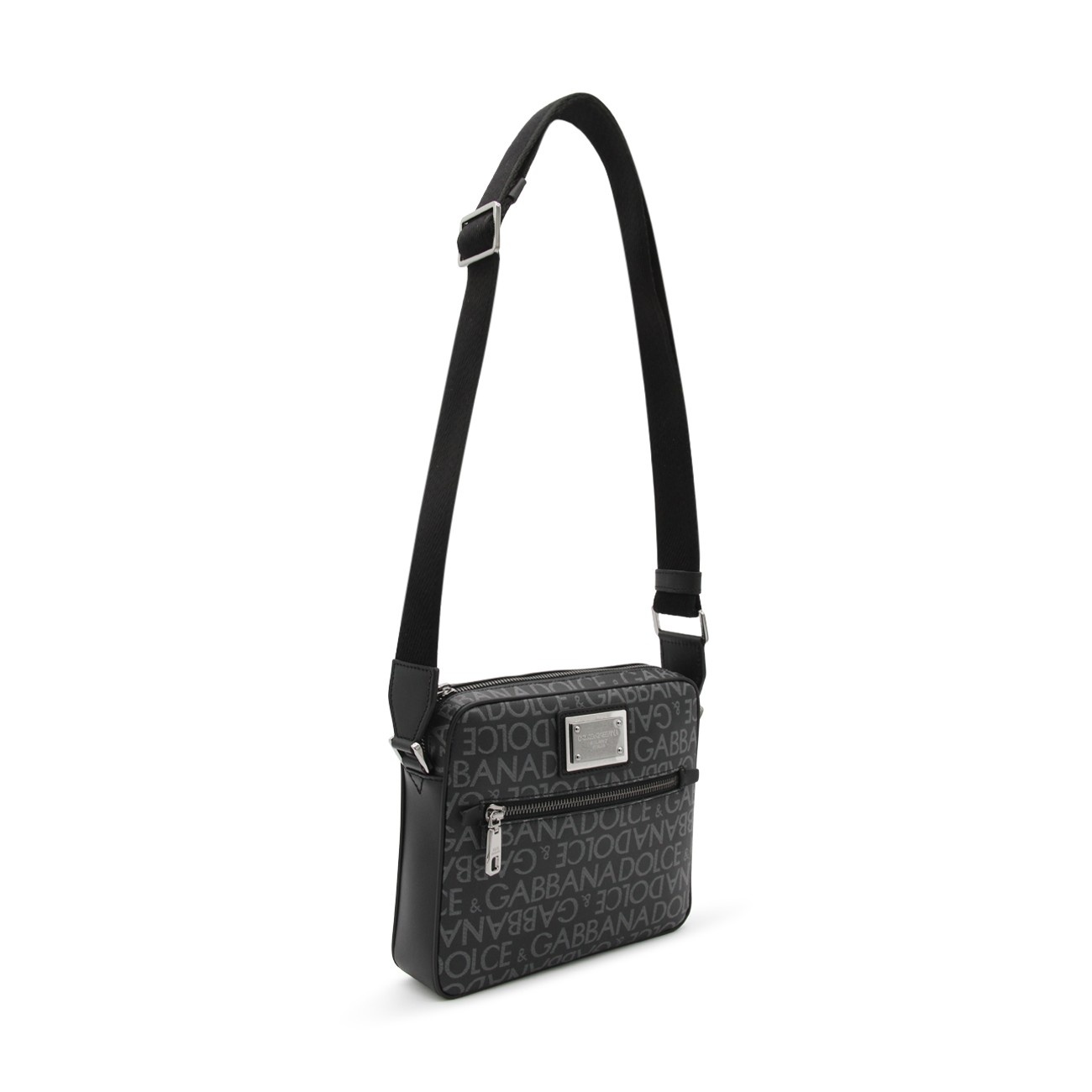 black and grey leather messenger bag - 2