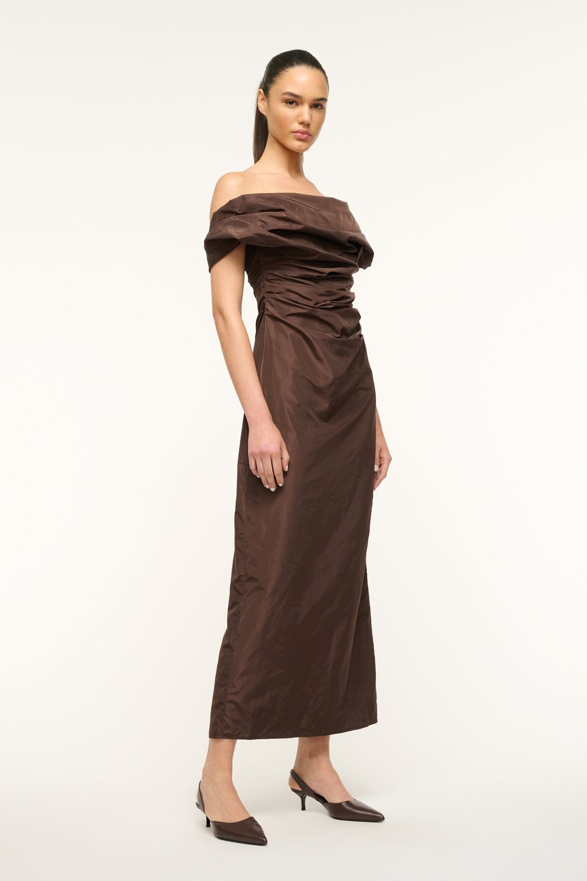 STAUD ANDREA DRESS DARK CHOCOLATE - 4