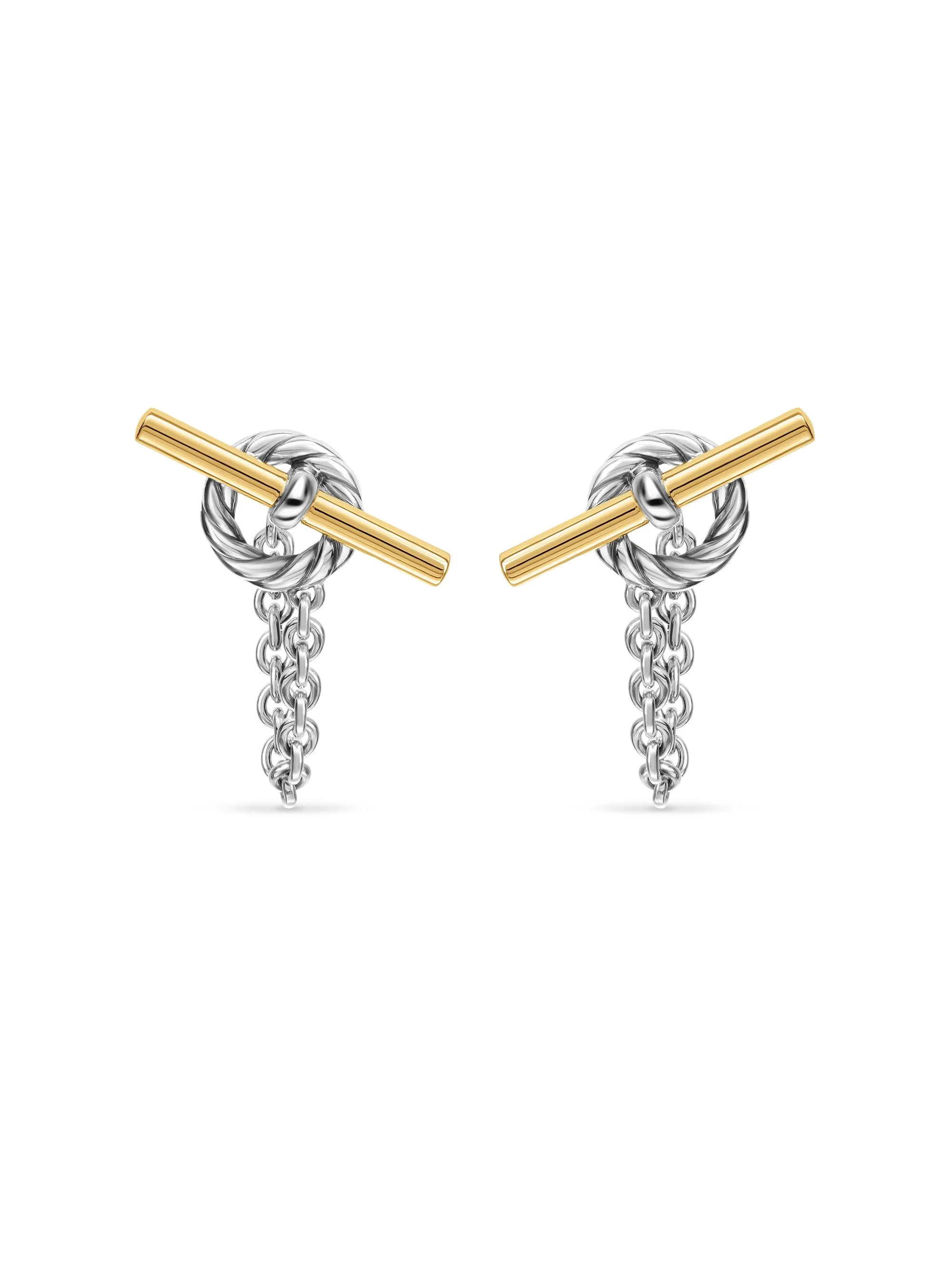 Women's DY Mercer Bold Toggle Chain Stud Earrings in Sterling Silver with 18K Yellow Gold, 50.4MM - - 1