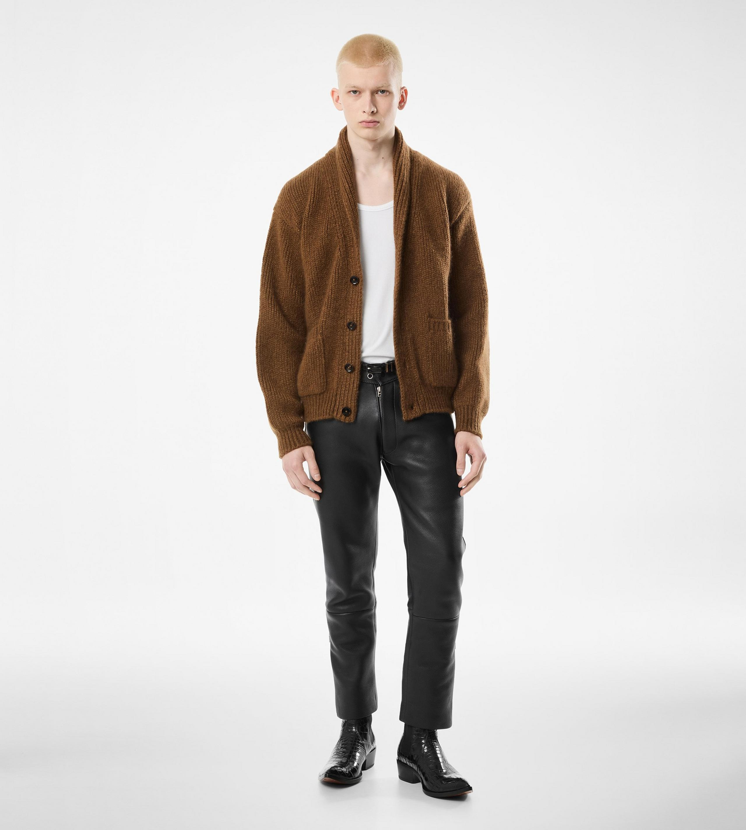 CASHMERE SHAWL COLLAR CARDIGAN - 5