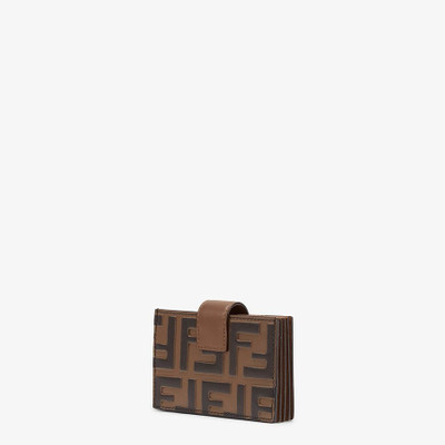 FENDI Brown leather gusseted card holder outlook