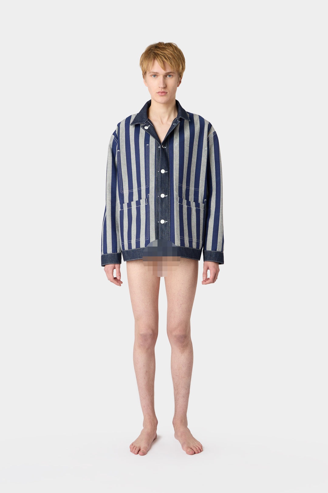 BELLIDENTRO REVERSIBLE JACKET / denim & blue stripes - 5