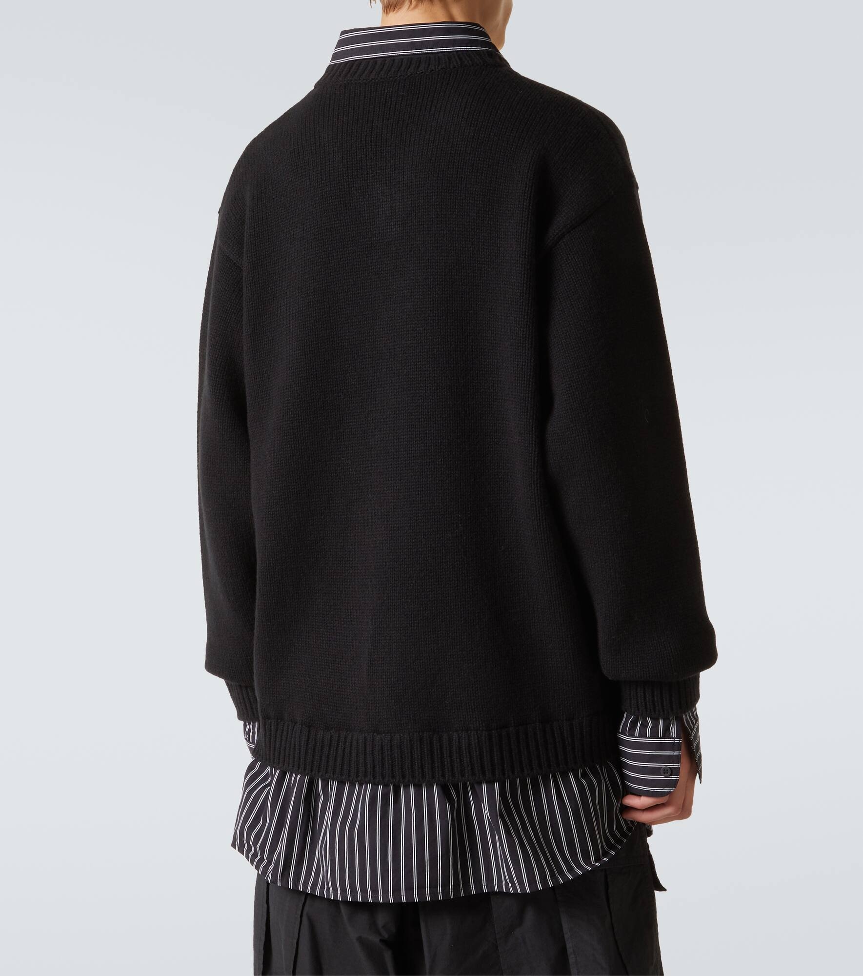 Layered wool and cotton poplin sweater - 4