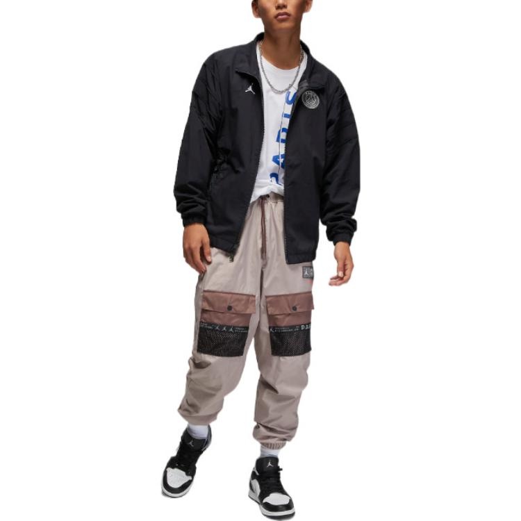 Men's Air Jordan Solid Color Logo Stand Collar Long Sleeves Jacket Black DM3091-010 - 3