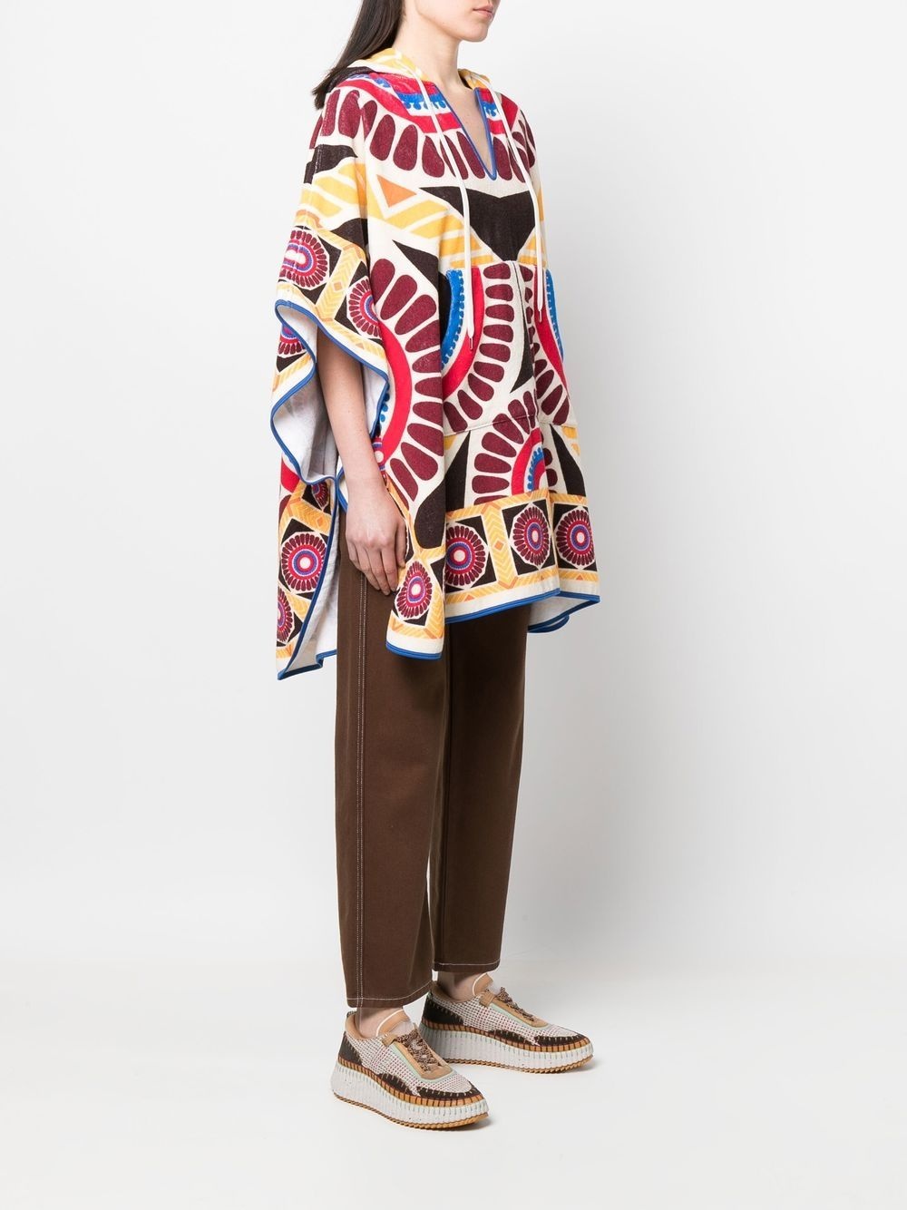 Terry abstract-print poncho - 3