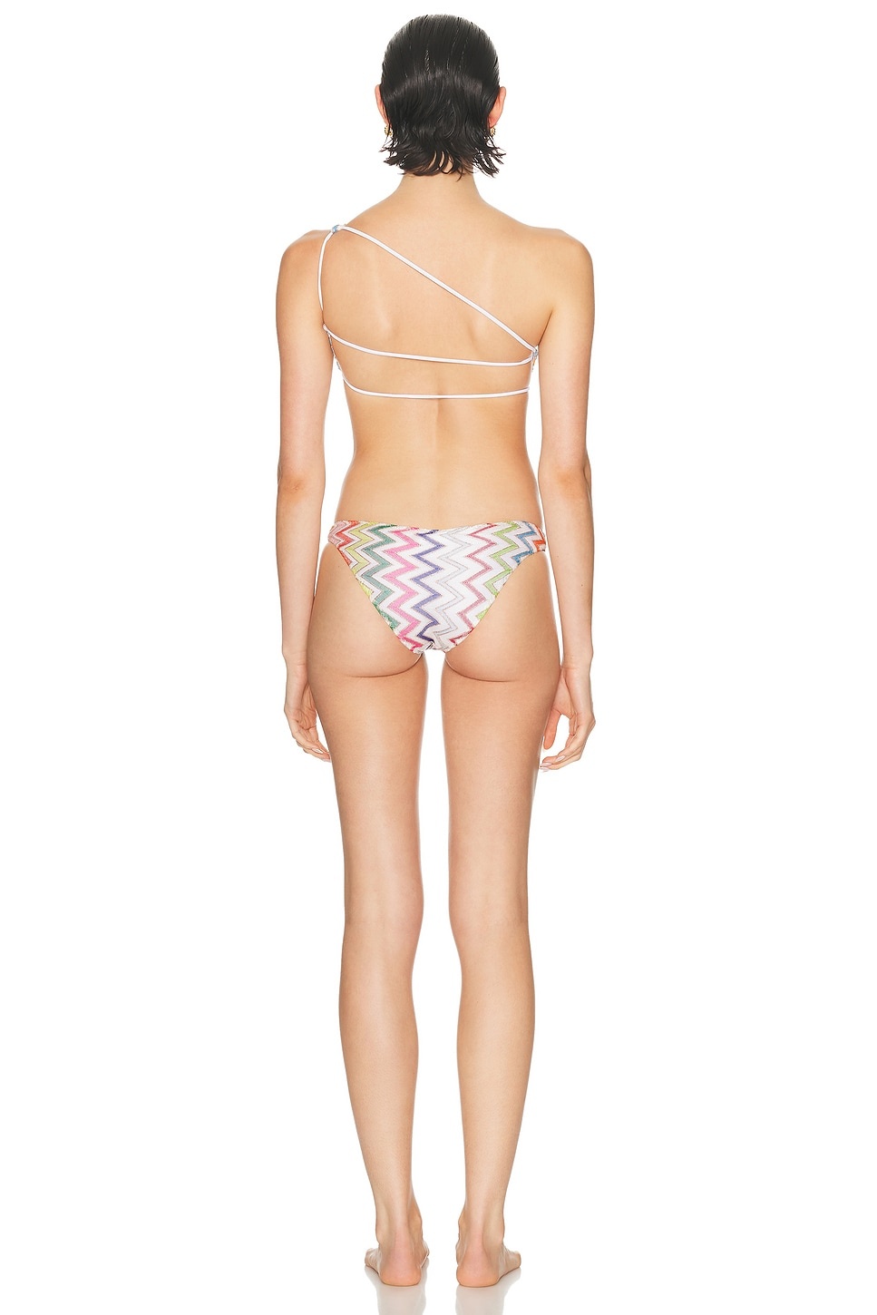 Zig Zag One Shoulder Bikini Set - 4