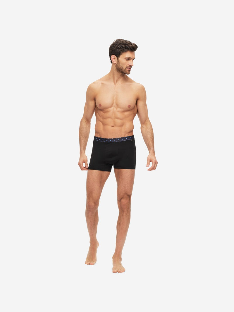 Derek Rose Men's Boxer Briefs Band 56 Pima Cotton Stretch Black outlook
