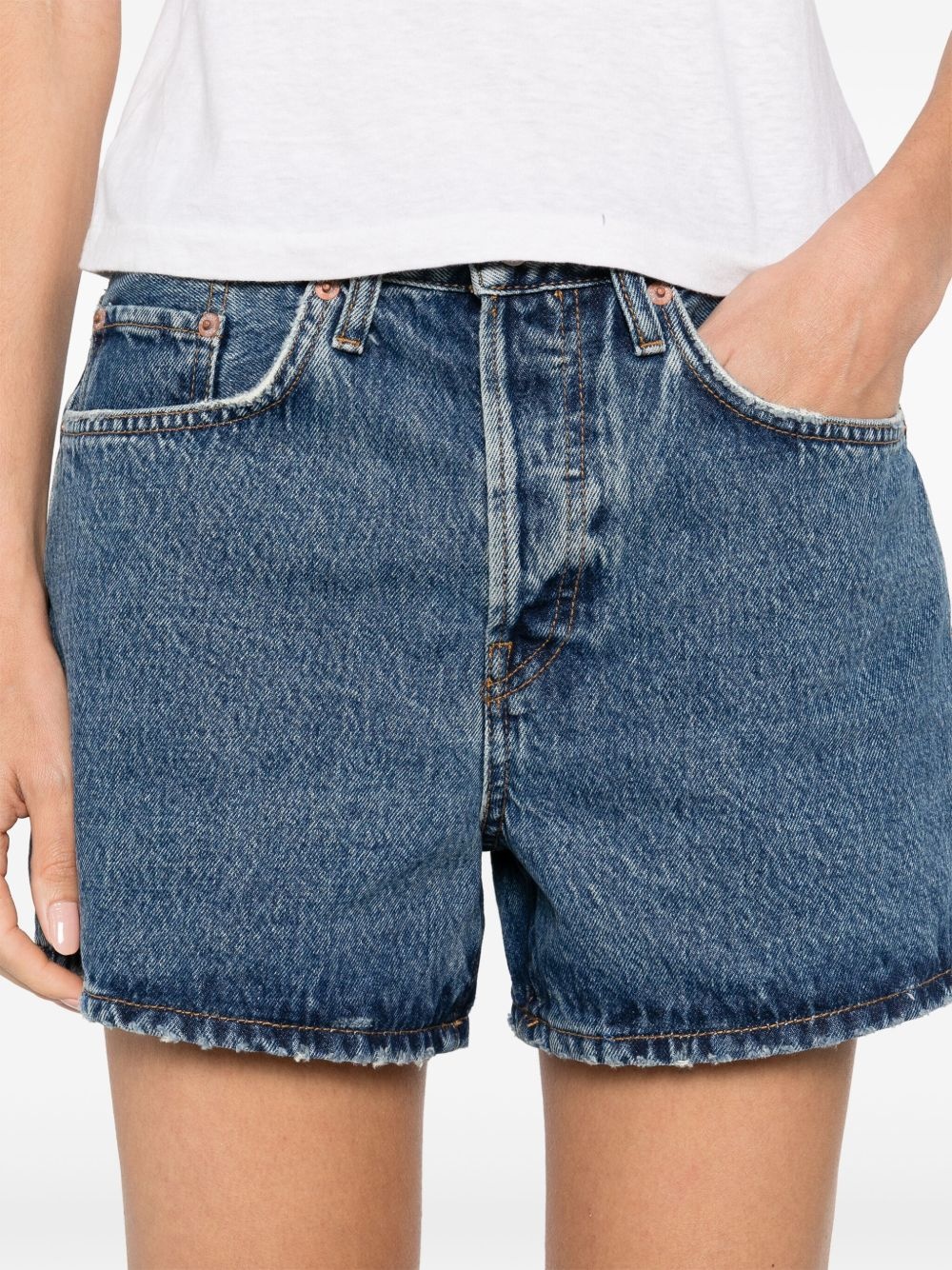 logo-patch denim shorts - 5
