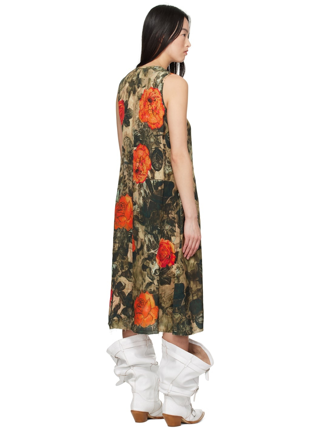 Khaki Sleeveless Midi Dress - 3