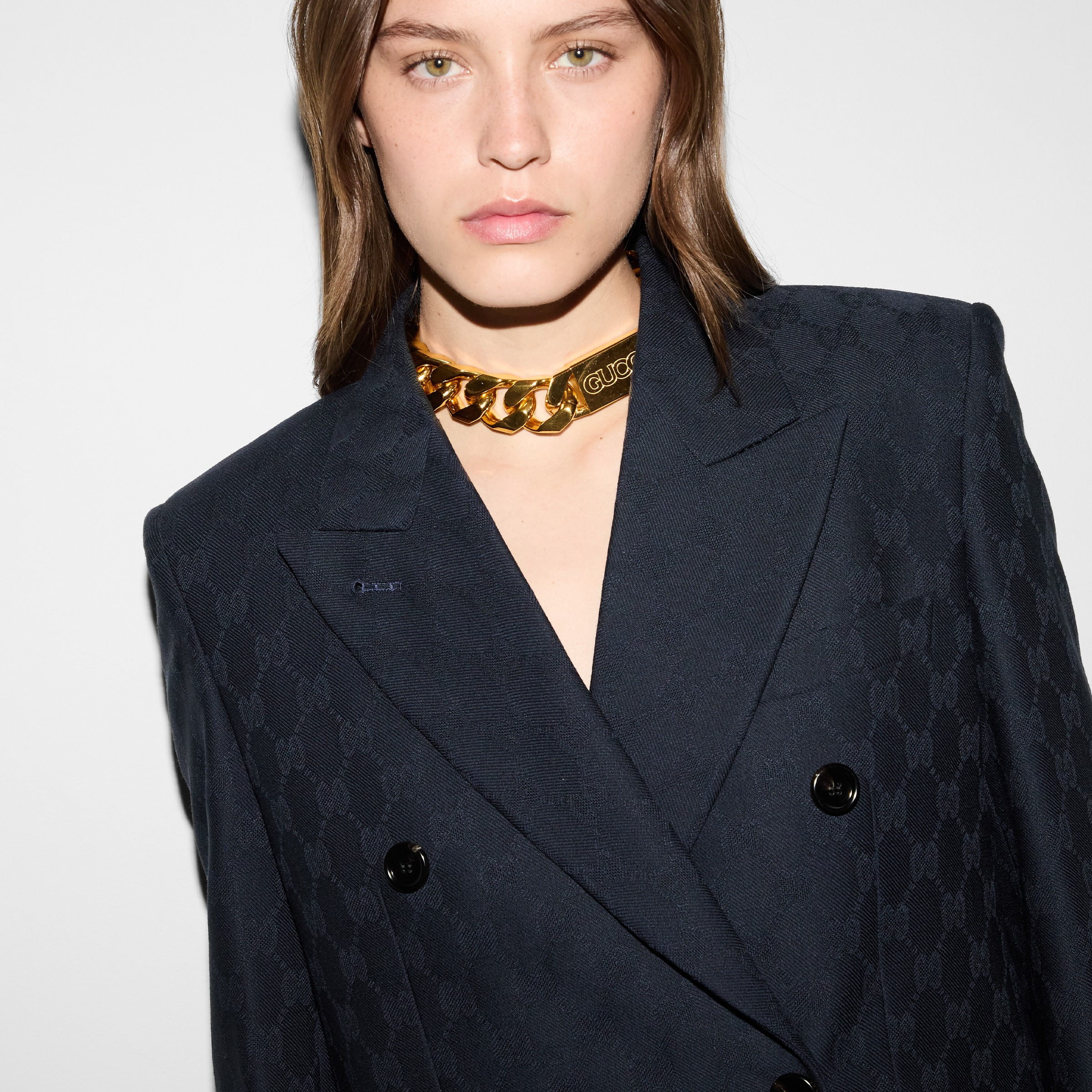 Double-breasted GG wool jacket - 5