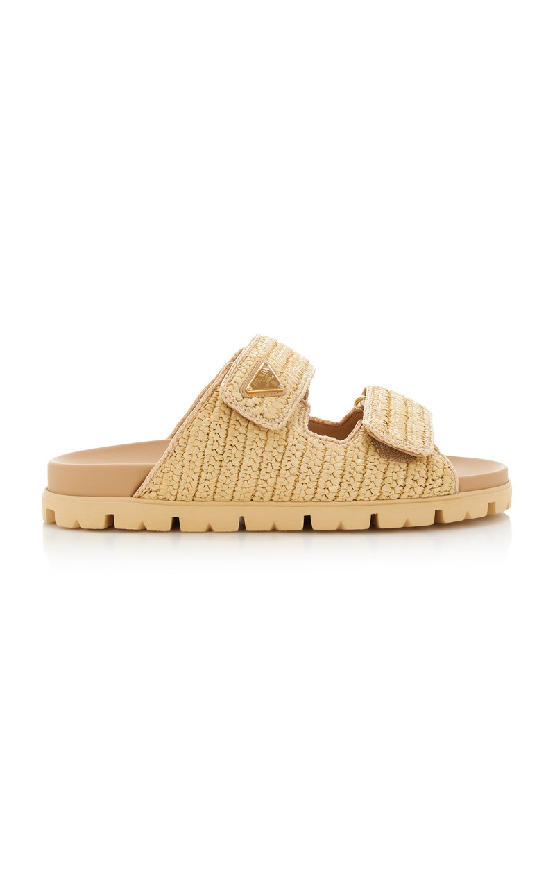 Woven Raffia Sandals tan 1