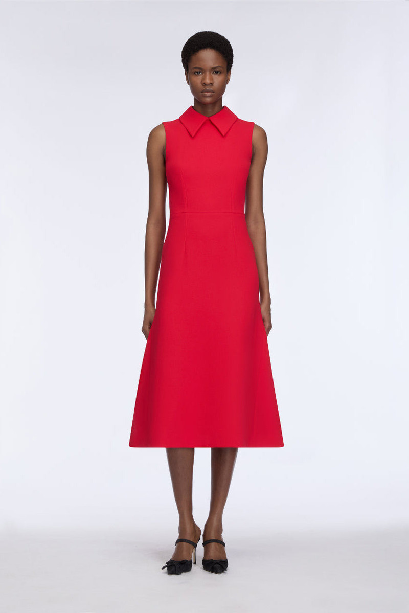 EMILIA WICKSTEAD Leontine Dress in Red Single Wool Crepe outlook