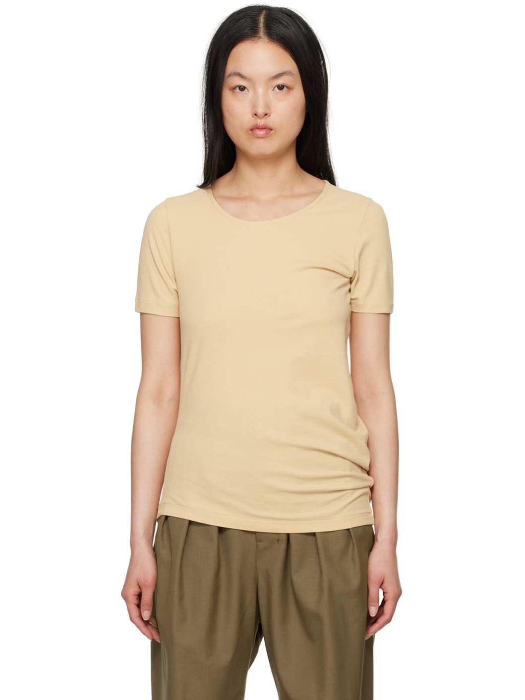 Beige Twisted T-Shirt - 1