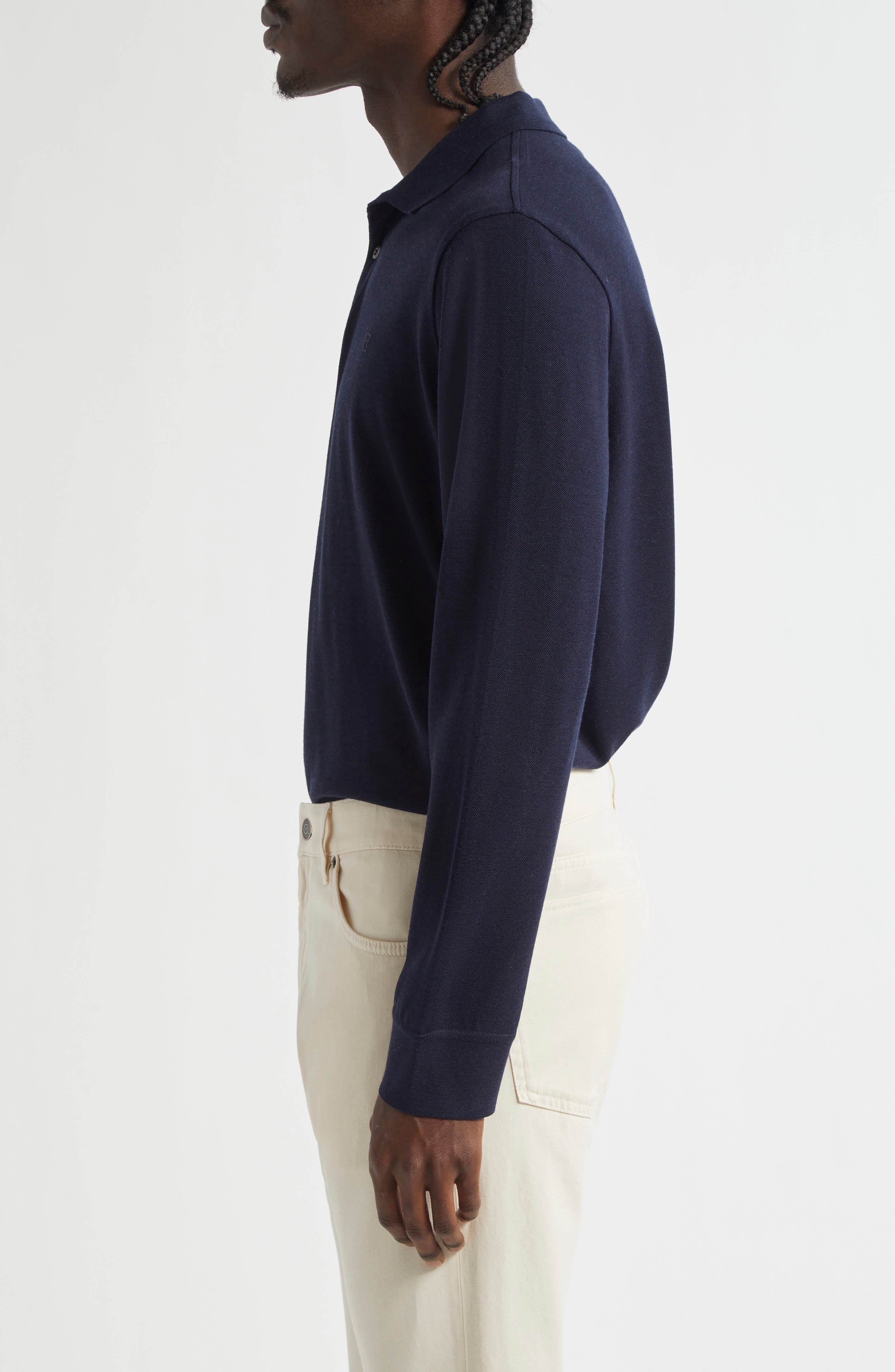 Ralph Lauren Purple Label Long Sleeve Merino Wool Piqué Polo in Classic Chairman Navy at Nordstrom - 3