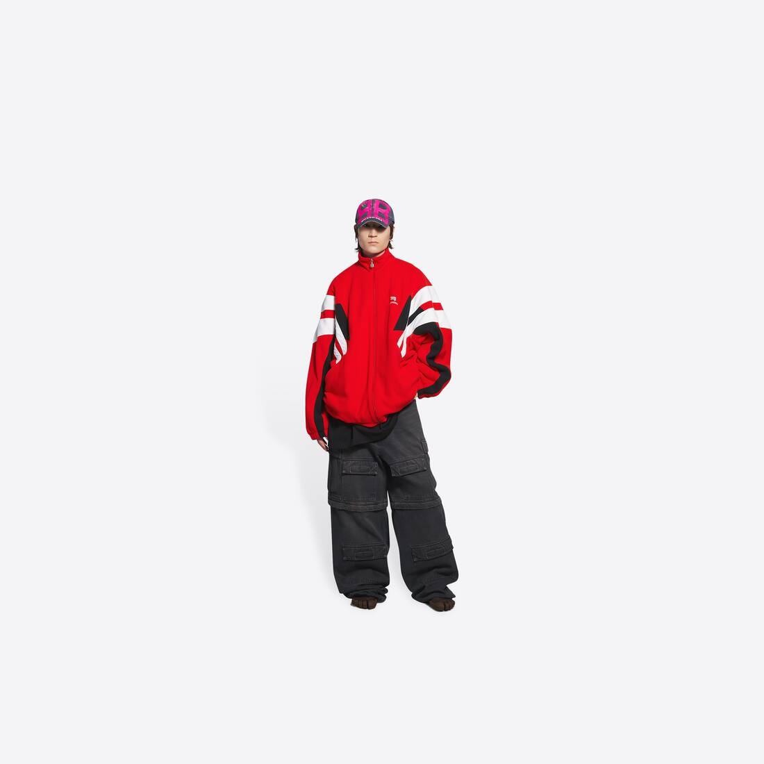 Men's Sporty B Cosy Tracksuit Jacket in Red - 3